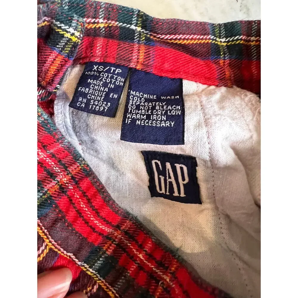 Vintage Gap Kids Holiday Tartan Plaid Shorts XS 4/5